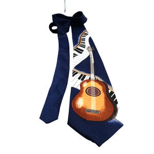 FRATELLO Handmade Tie Novelty Guitar & Keyboard Necktie 57" Long